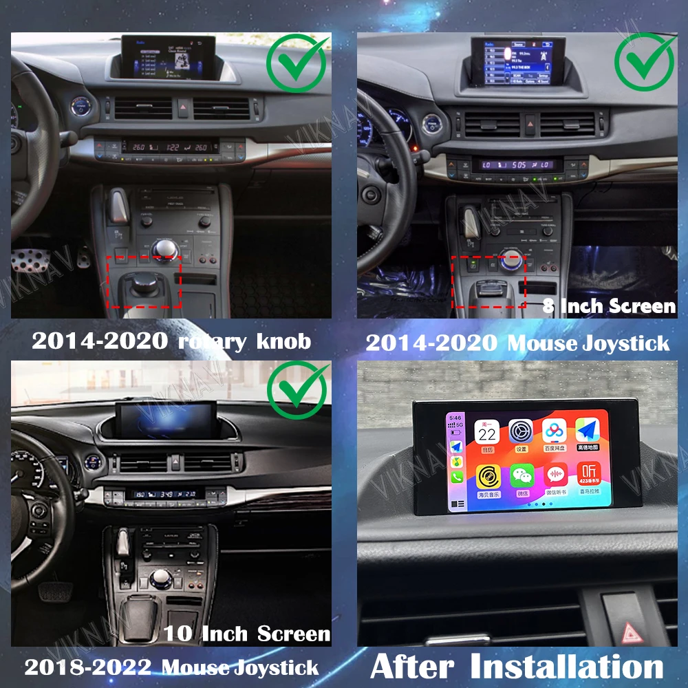 Viknav Linux Interface Decoding Box Fit For Lexus CT 2014-2022 Wireless CarPlay Android Auto Upgrade Decoder Box