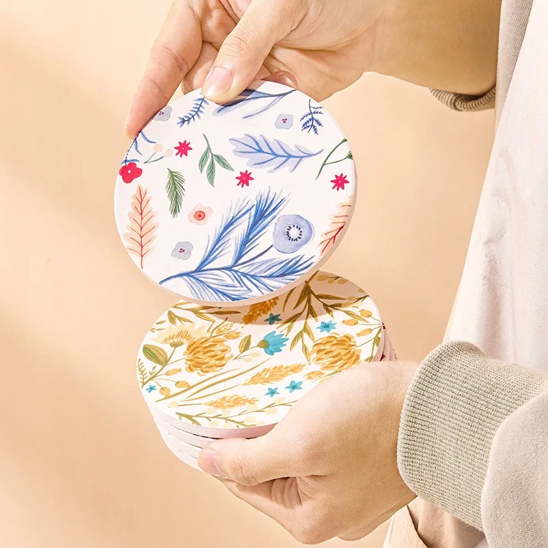 Round Ceramic Coasters 108mm Mat Pads Crafts Drink Coasters Decoration Gifts
