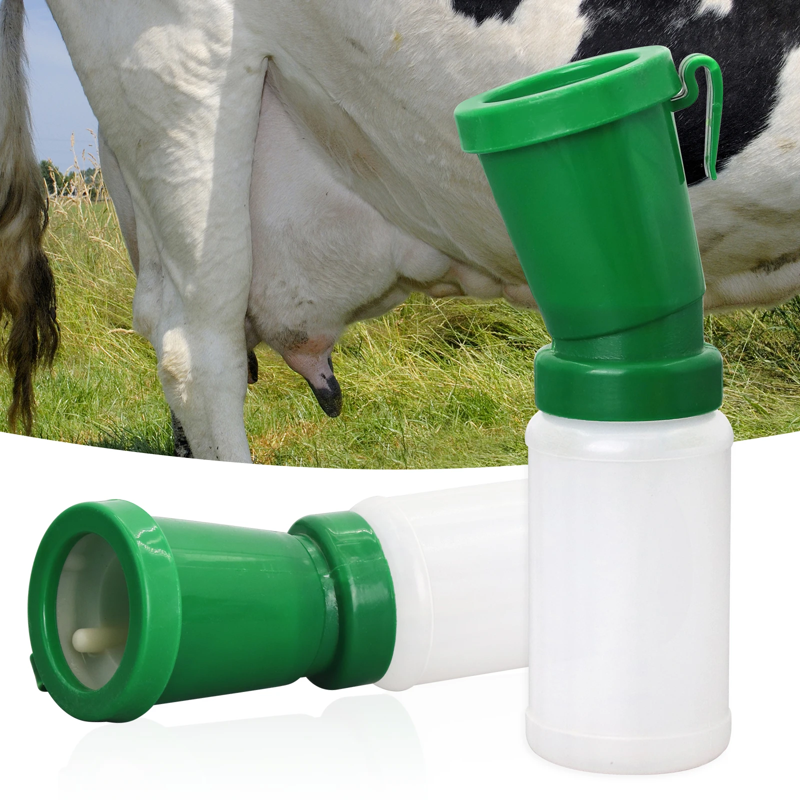 Sauger-Dip-Becher, praktisch, professionell, verhindert Rückkehr, tragbar, wiederverwendbar, Nippelreinigung, Viehzubehör für Rinder, Ziege, Kuh – Detail 6