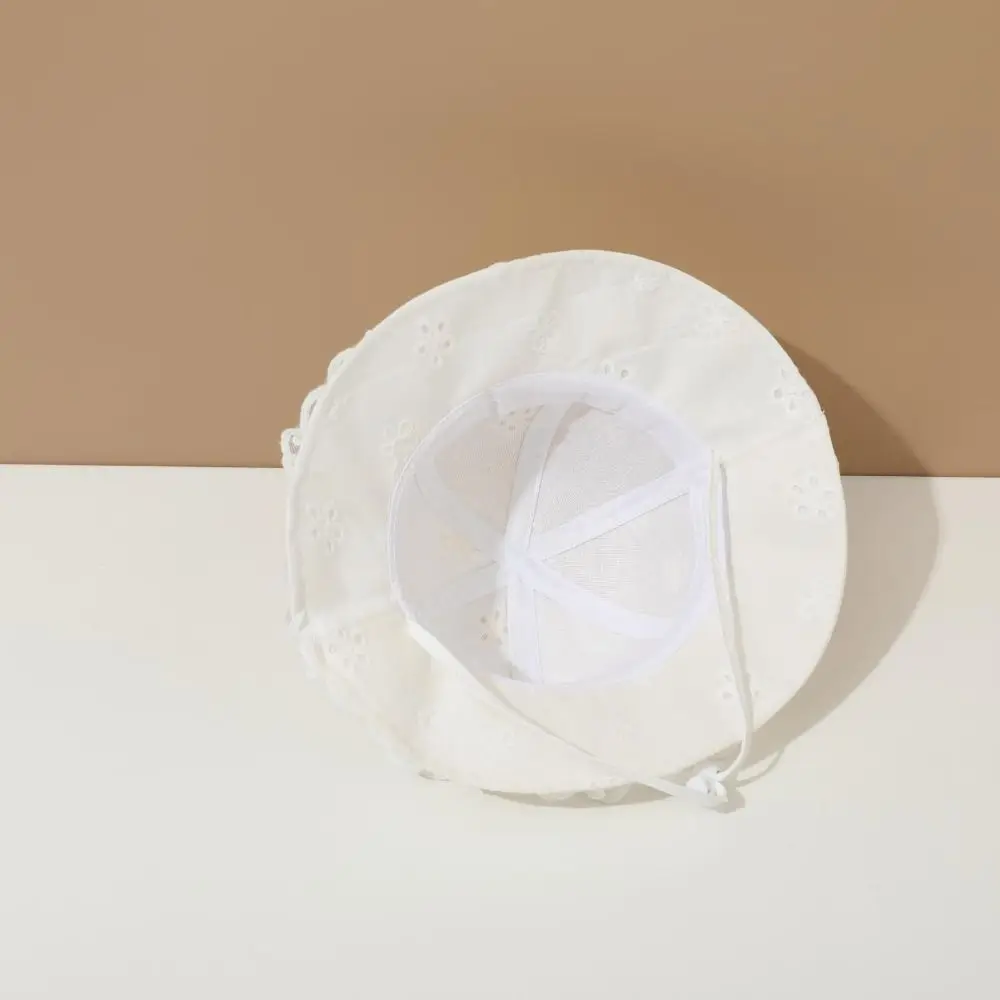 

Casual Sweet White Lace Bucket Hat Princess with Rope Toddler Sun Hat Ruffle Sunscreen Baby Fishermen Hat Newborn
