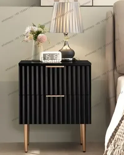 Factory Direct Night Stand Set 2, Fluted Glossy Nightstands Set Of 2 With Drawers