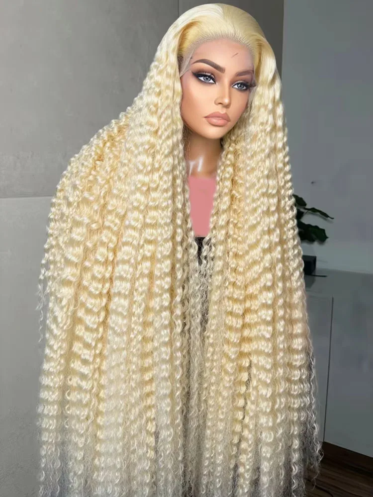 

613 Curly Honey Blonde HD 13x6 Lace Front Human Hair Wigs Deep Wave Natural Water Wave Colored Remy Transparent Lace Frontal Wig
