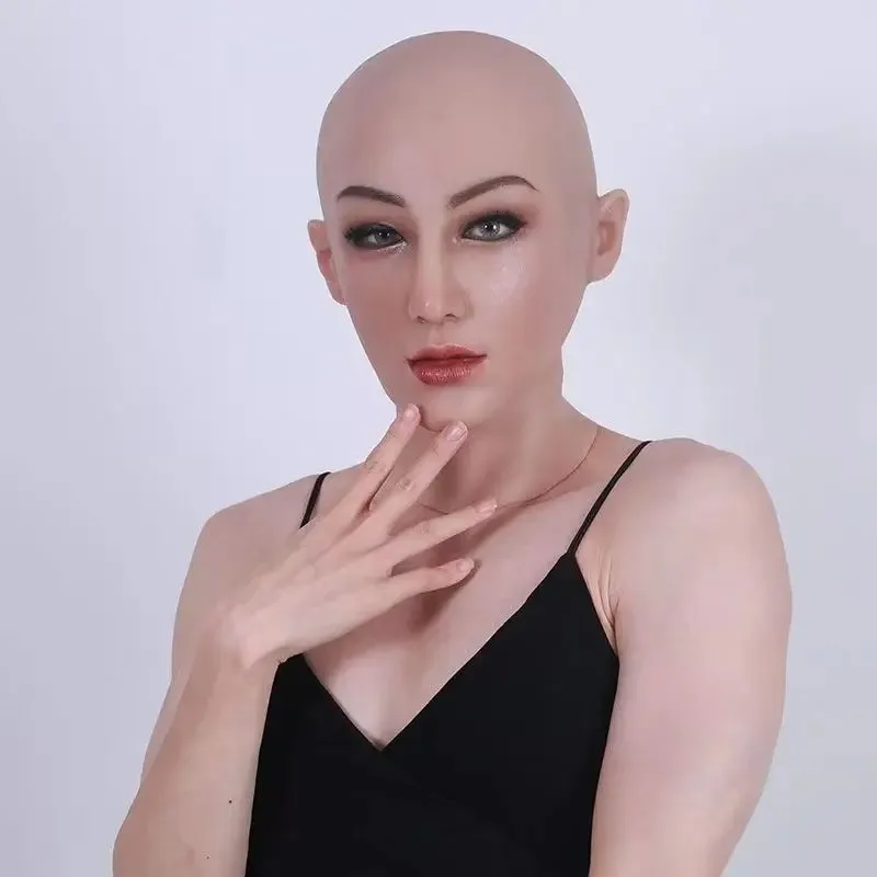 Human Skin Face Silicone Headgear Beautiful Woman Mask Girls Mask Men and Women Full Face