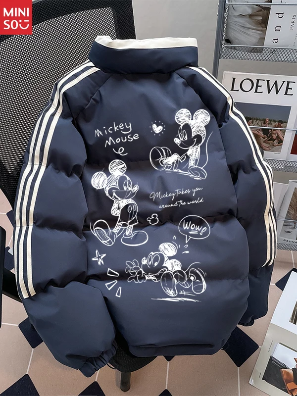 ملابس ديزني المبطنة بالقطن للخريف والشتاء ملابس مبطنة بالقطن سترات سميكة دافئة مبطنة بالقطن تضع الأزواج على الملابس #3