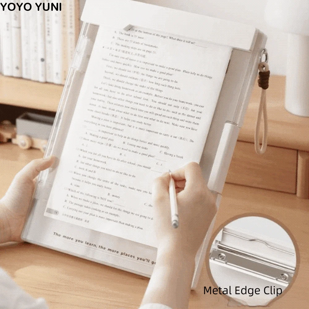 

Thickened PP Document Folder Large Capacity Heavy Duty Writing Pad Folder with Metal Clip Impact-Resistant Document Holder