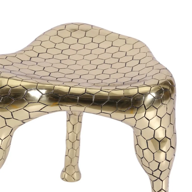 High End Customize crocodile Texture Contemporary Gold Chair Brass High Stool for Home Apartment Villa Hotel