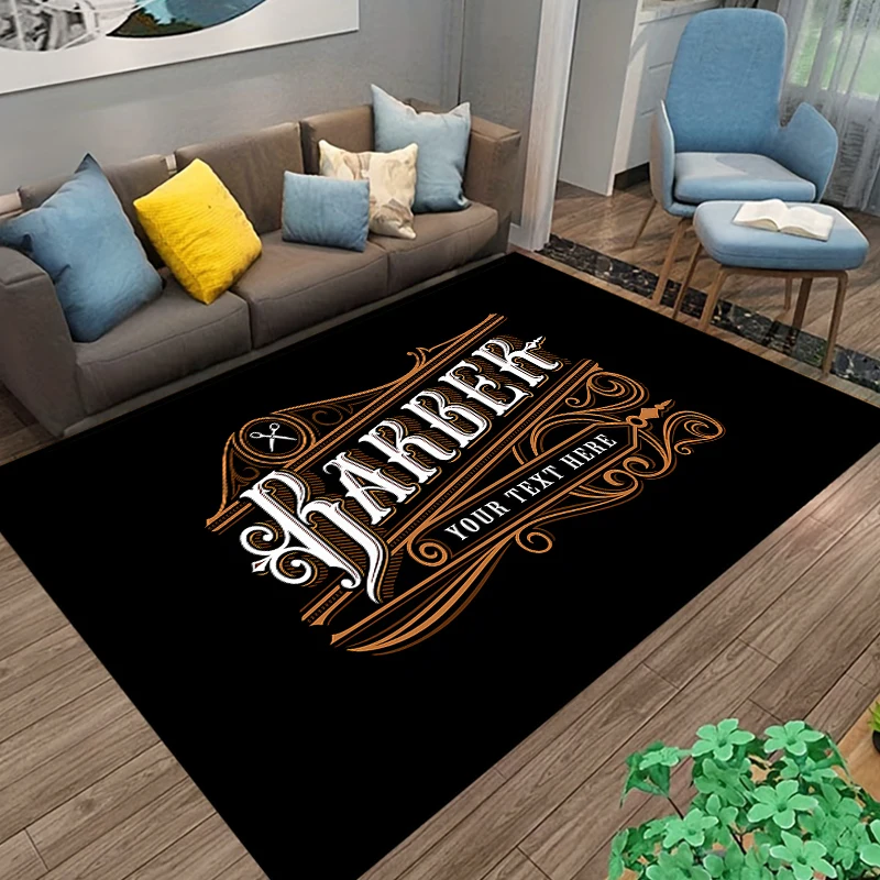 Barber shop retro signage Area Rug Large Carpet Rug for Living Room Bedroom Kitchen Bathroom Bedside Play Anti-slip  cameras