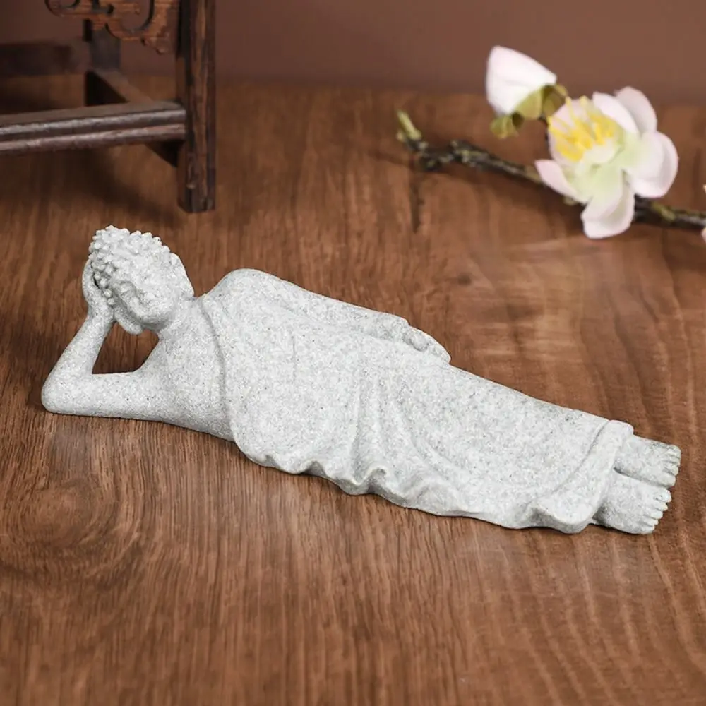 

Reclining Buddha Sandstone Buddha Green Sandstone Oriental Culture Buddhist Figurine Ornament Zen Sitting Posture