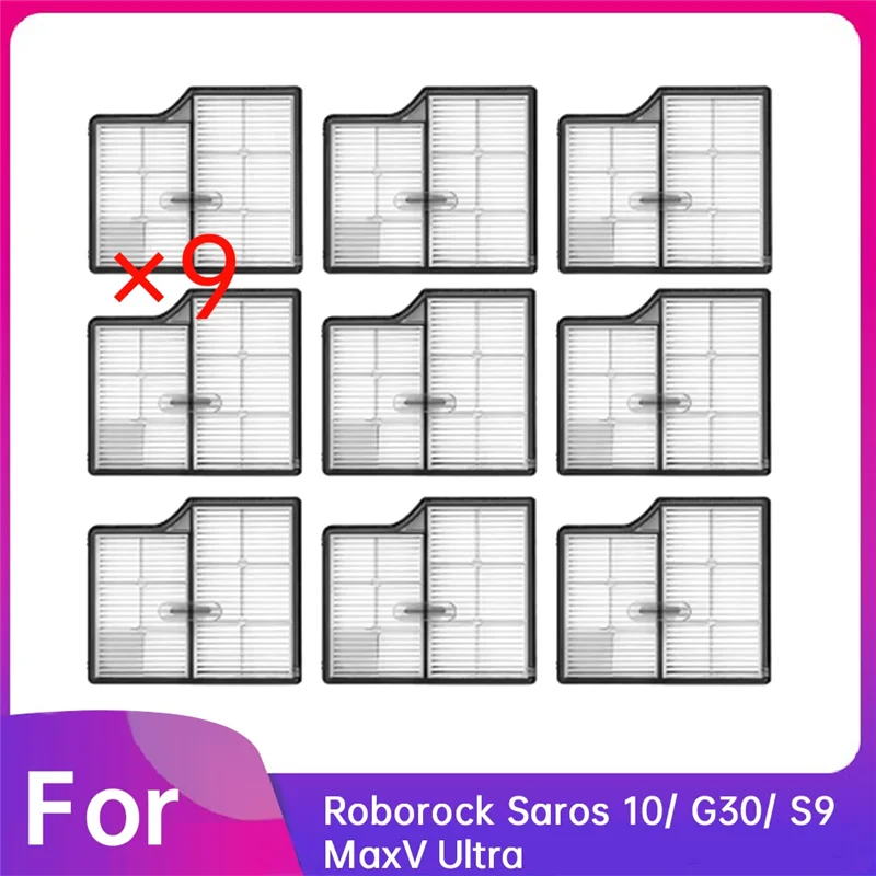 

Эффективный-9 шт. фильтр для Roborock Saros 10/G30/S9 Maxv, ультра вакуумная повышенная эффективность очистки, долговечный запасной аксессуар
