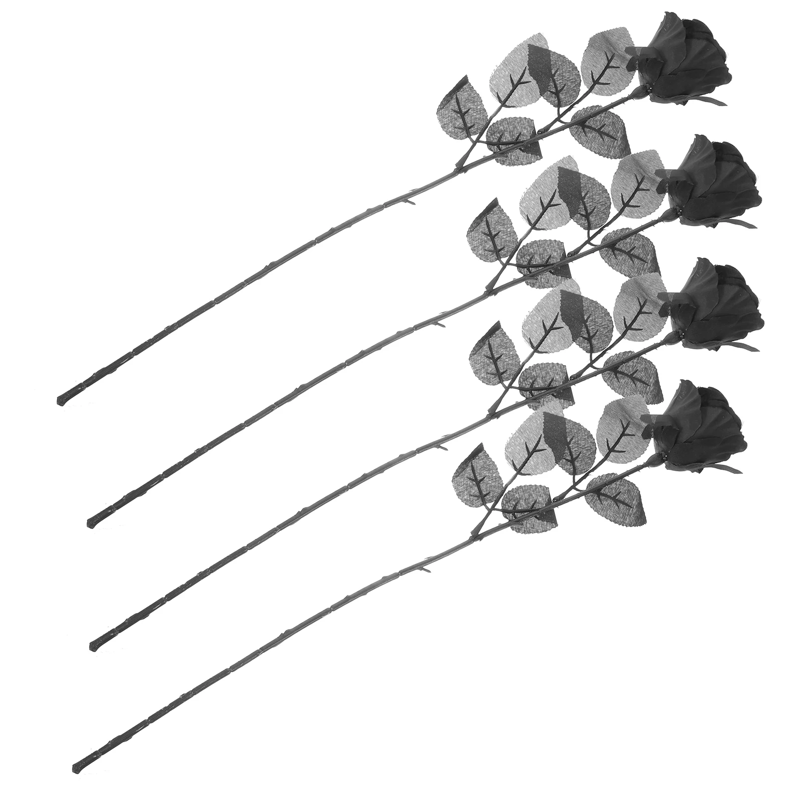 

4pcs Artificial Black Rose Flowers High Simulation Silk Material Room Decor Elegant Table Setting Home Office Shop Decor