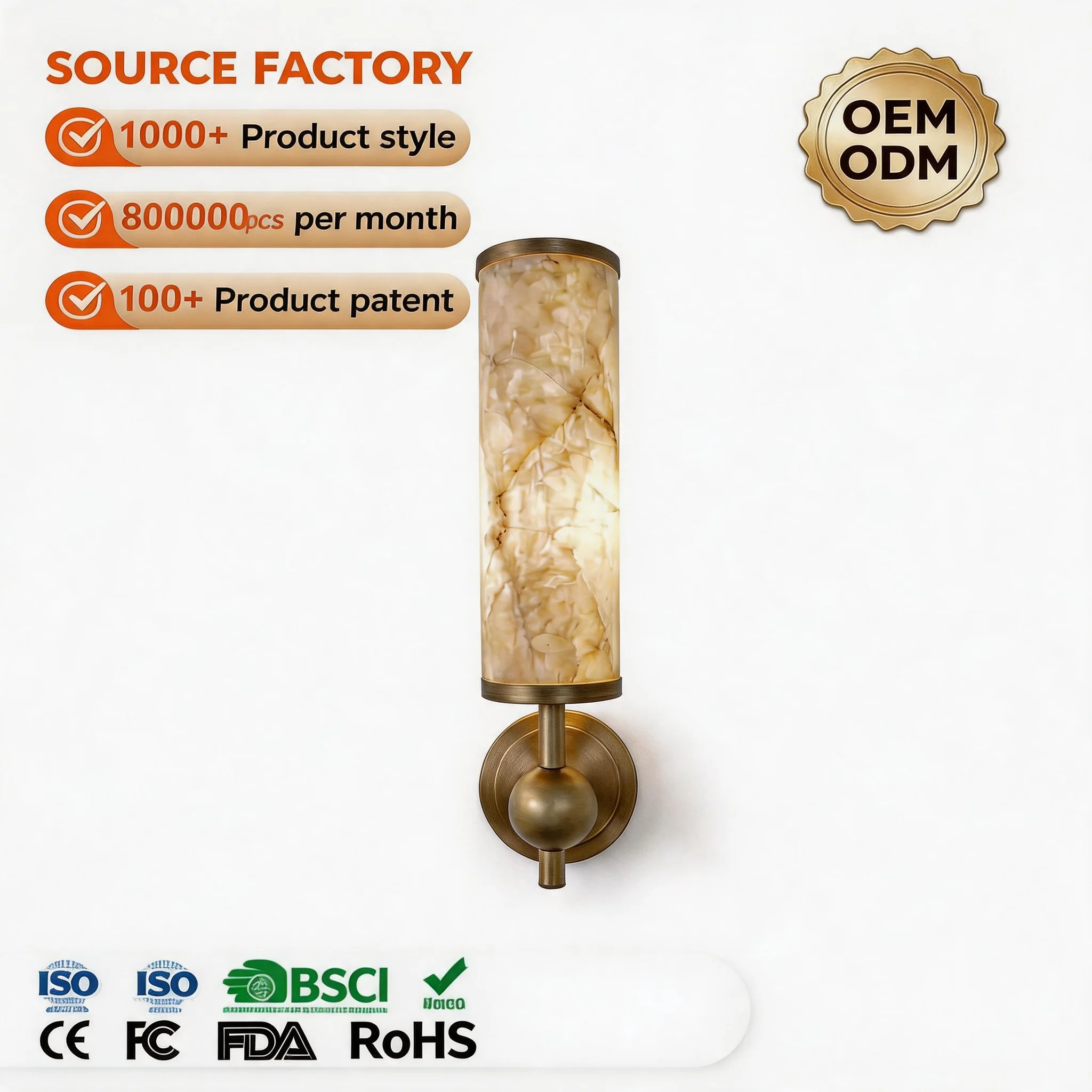 Simple Wall Lamp, Hardware, Onyx, Switch and Dimmer, Coffee Shop, Hotel Atmosphere LED Lamp