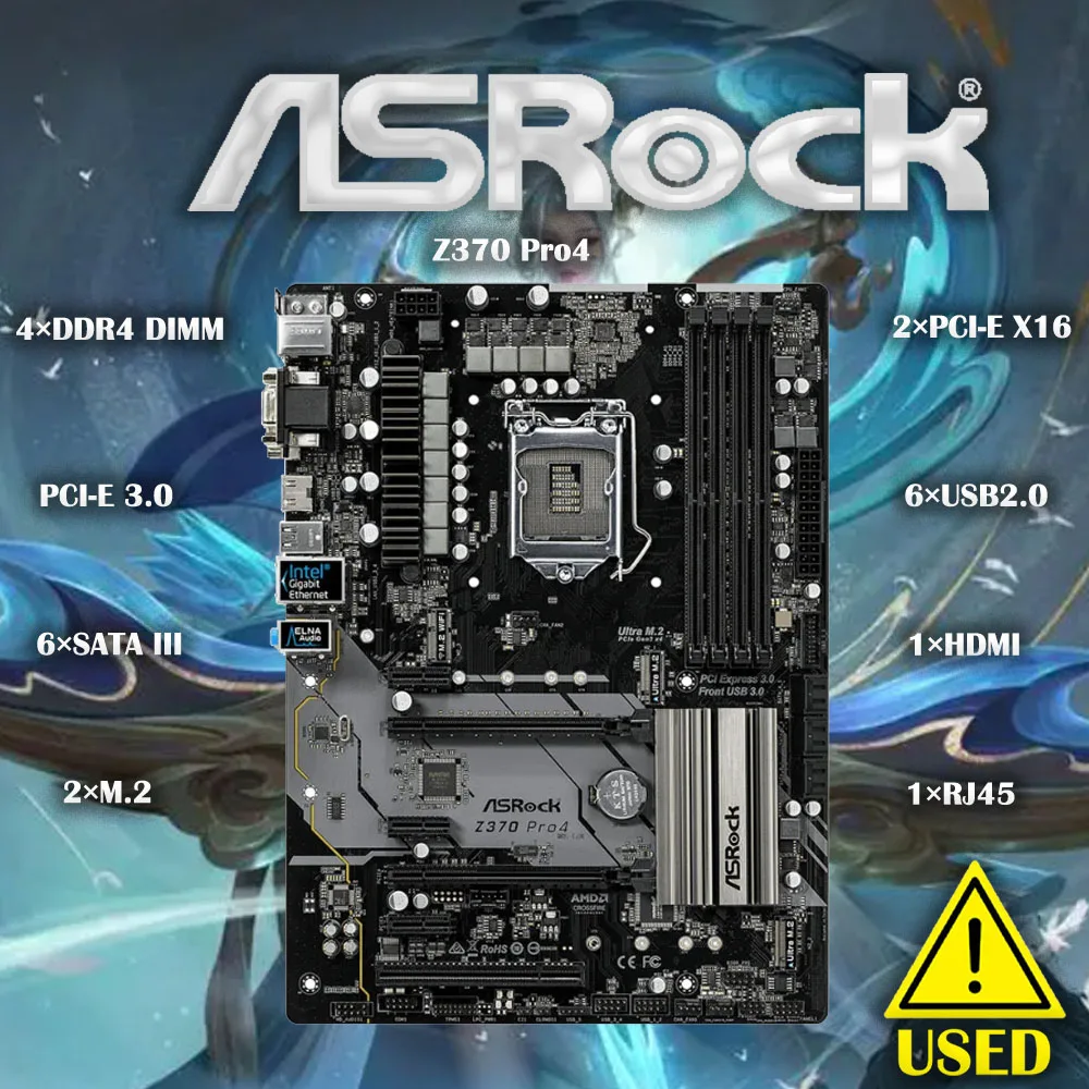 ASRock Z370 Pro4 Desktop Motherboard With Intel Z370 Z370M DDR4 LGA 1151 Original Desktop Mainboard