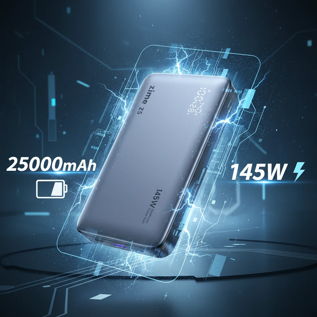 zime Z5 25000mAh 145W Power Bank PD Fast Charging For Laptop Phone Notebook High-wattage Portable External Battery LED Display