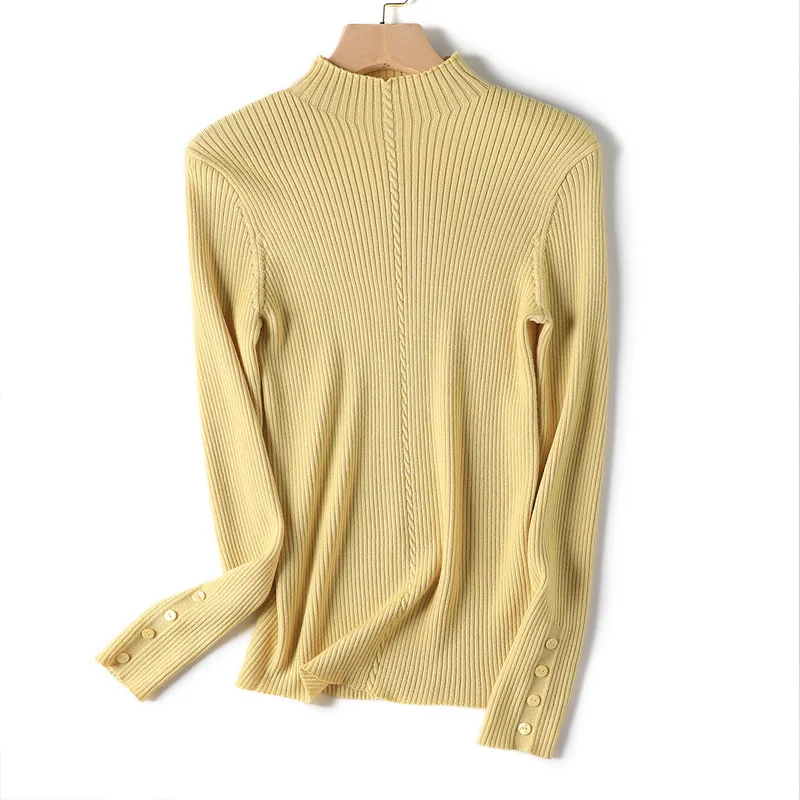 Birdtree 14Needles 100%Merino Wool Women Sweaters Half Turtleneck Long Sleeve Soft Knitwear Autumn Winter Warm Pullover T38035QM