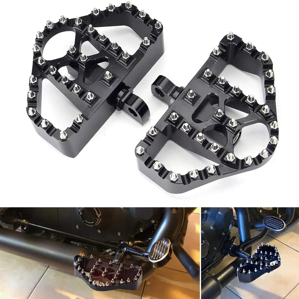 1 Pair Triangular Wide MX Offroad 360° Roating Male Mount Foot Pegs Footrest Board Suit For Harley