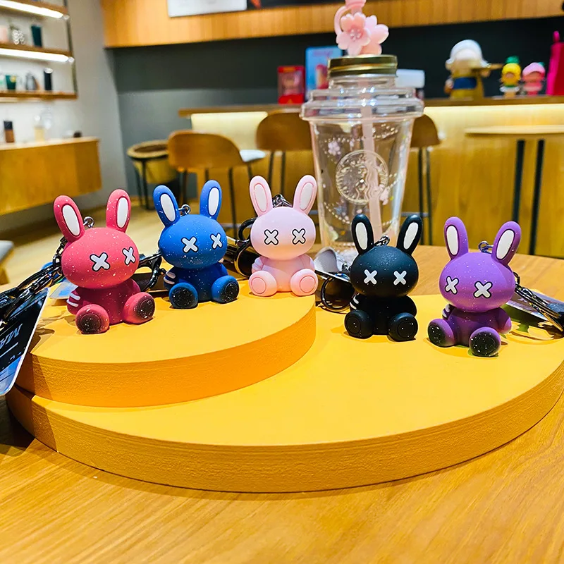 Creative Rhinestone Rabbit Keychains For Women Bag Pendant Keyrings Cute animal Key Chain Car Key Ring Holder Drop Shipping