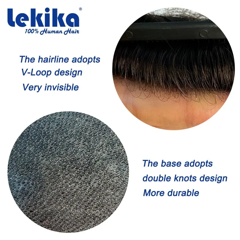 0.04mm Thin Skin Toupee Indetectable 100% Natural Human Hair Replacement System Male Wig Men\'s Capillary Prosthesis Hair Man Wig