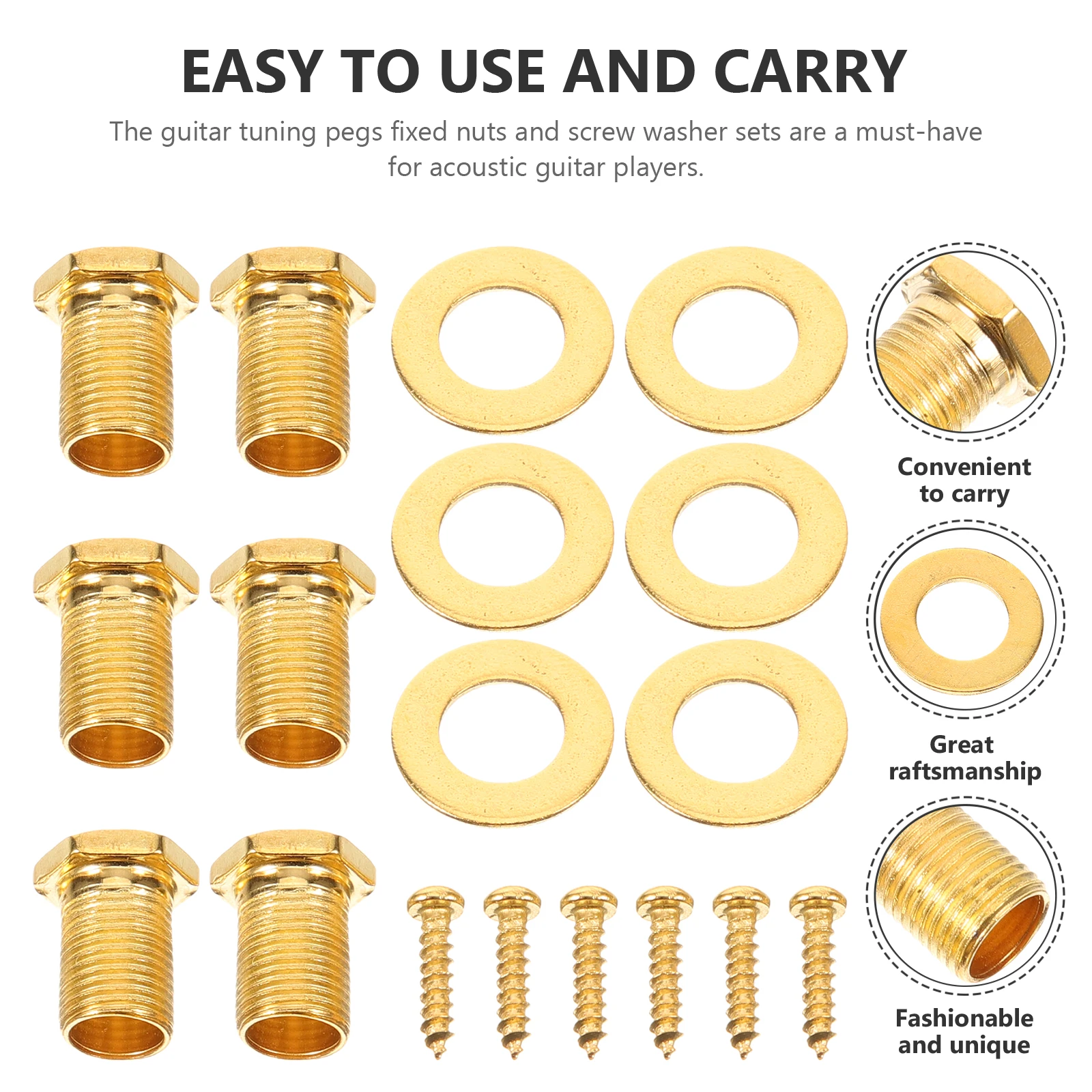 

6 Sets Guitar Tuner Accessories Key Screws Nut Tuning Peg Buttons Acoustic Keys Machine Heads Knobs Cap