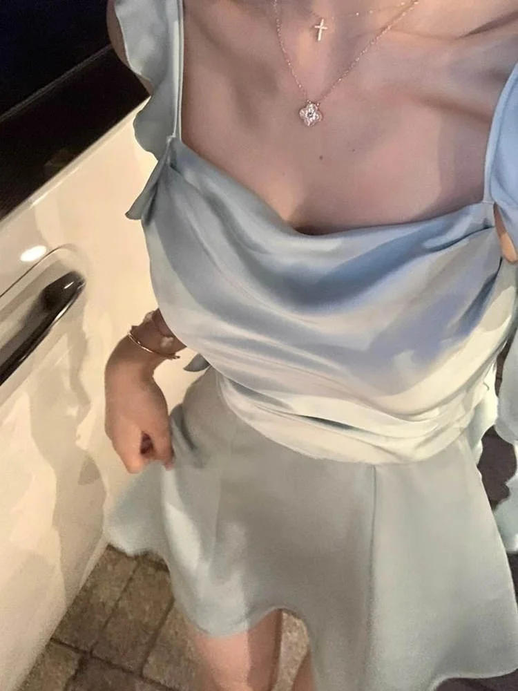 กระโปรงทรงเอเอวสูงลาย Dr Sa Design Sensation Tea Break สำหรับผู้หญิง คอลเลคชั่นฤดูร้อนใหม่ ไม่มีแบรนด์ ผ้าไหม