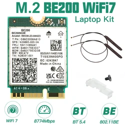 Cartão WiFi sem fio para Intel, BE200 M.2, Bluetooth 5.4, 802.11AX, Tri-Band M.2, NGFF, Adaptador de Rede, Win10, 11, BE200NGW