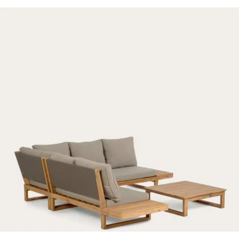 Hotel Emma San Antonio L Shape Teak Wood Eco-Friendly Waterproof Outdoor Garden Sofa Set Tropical Villa