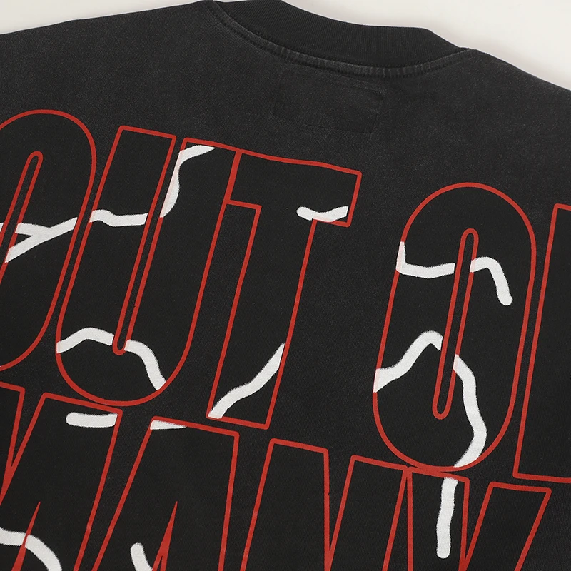 Vintage gewassen Godspeed T-shirts met lange mouwen Rock Roll Tee Skull Racing Driver Print losse streetwear tops heren dames