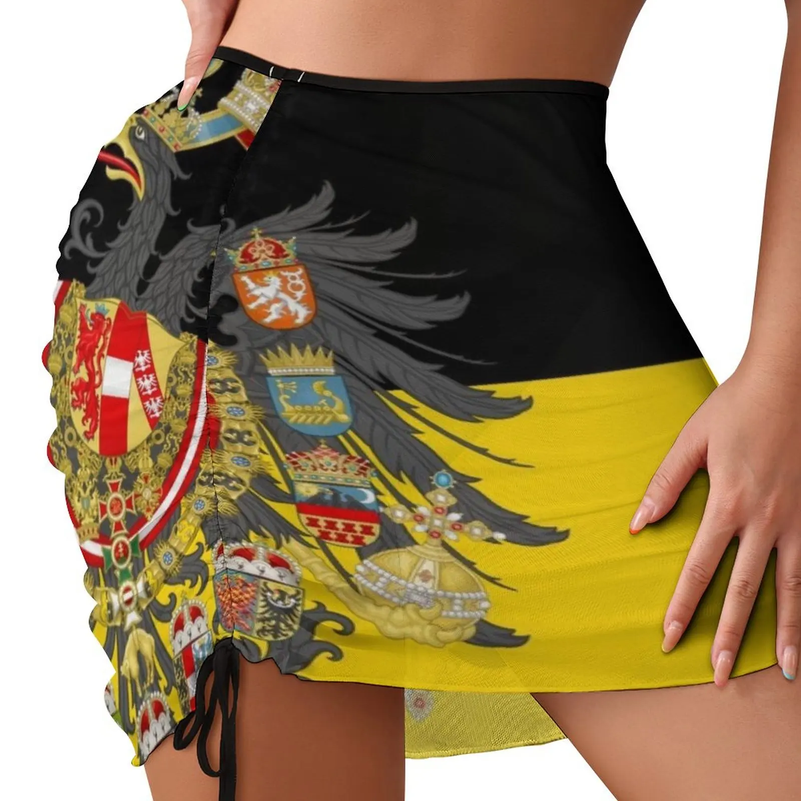 

Black Stylised Austrian empire flag Beach Skirt rave outfits for women luxury women's skirt Woman short skirt