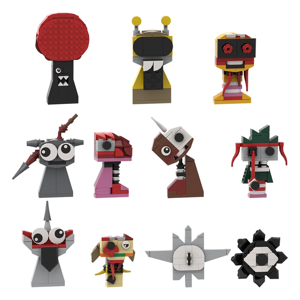 Gobricks MOC Horror Movie Incredibox Sprunki Bricks Incredibox Sprunki Building Blocks Horror Game Figure Toys Gift Music Box