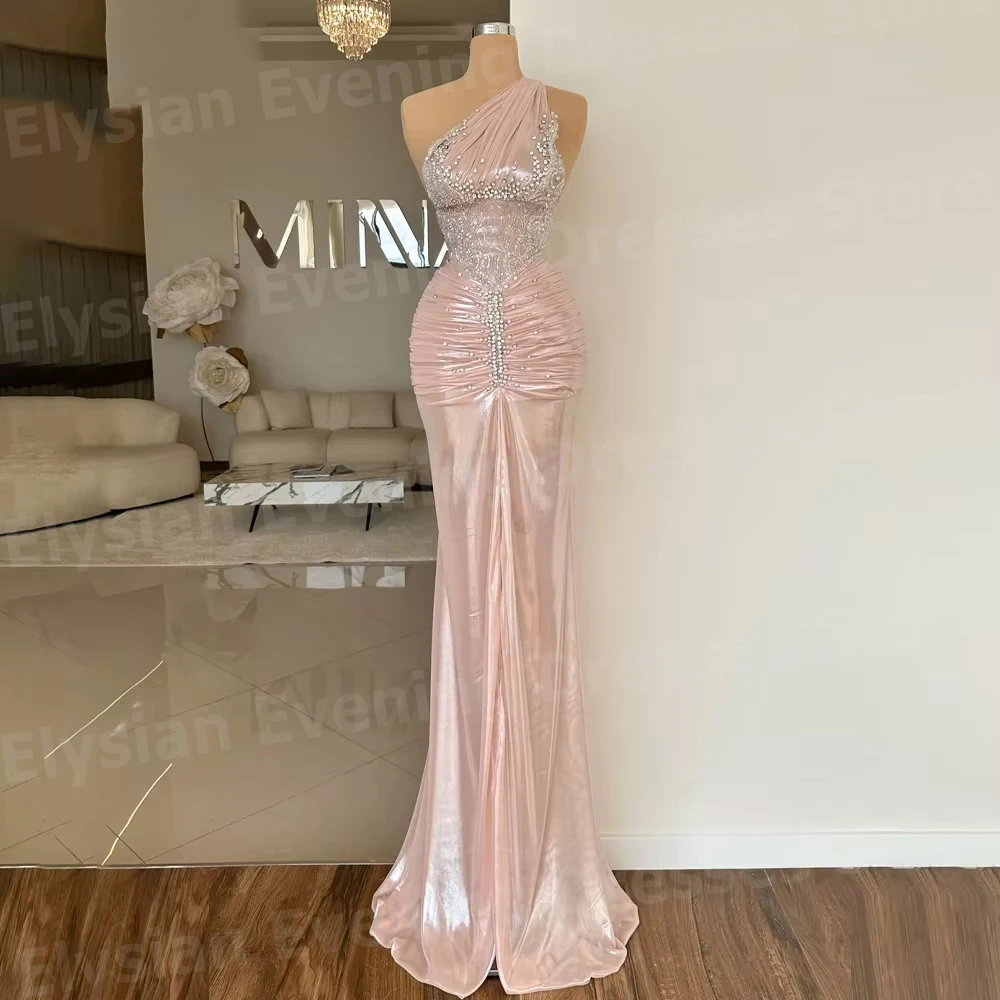 

Очаровательные женские вечерние платья-русалки на одно плечо, индивидуальный пошив, бисерные, без рукавов, для выпускного вечера, Robe De Soirée, Vestidos Para Mujer