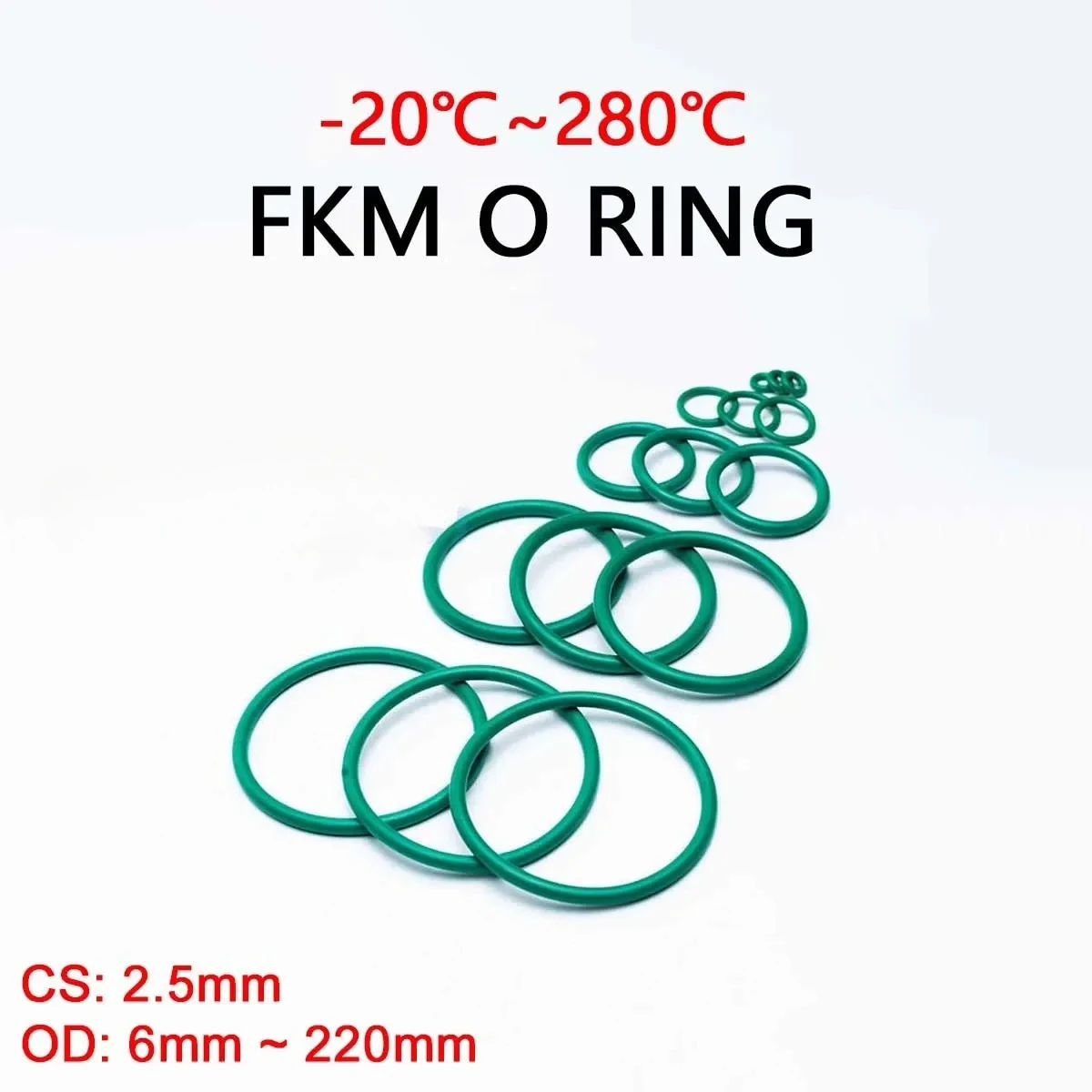 

FKM Green Fluorine Rubber O Ring CS 2.5mm OD 6mm ~ 220mm O-Rings Sealing Gasket Washer Oil Resistant Acid & Alkali Resistant