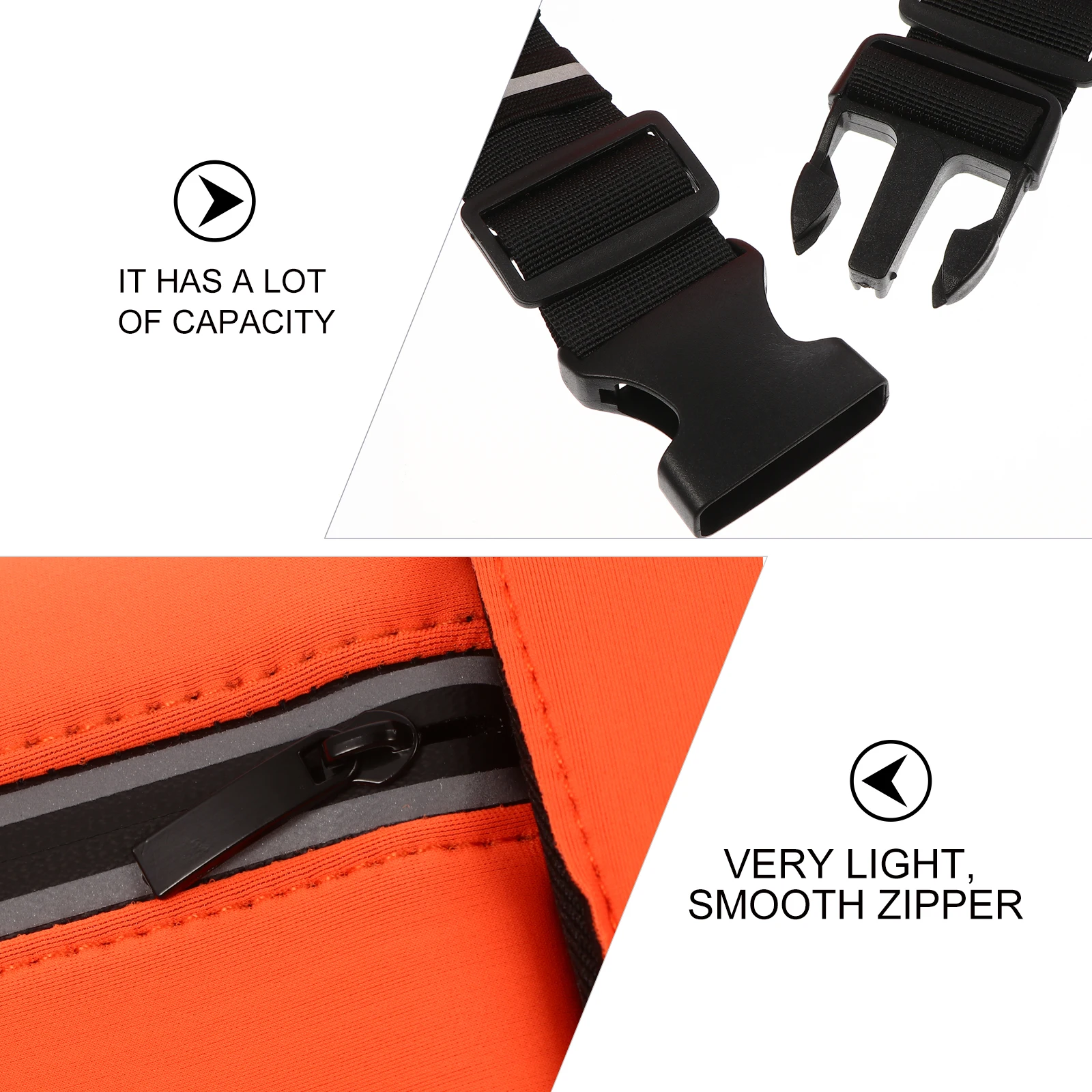 

Running Waist Pack Water Resistant Light Comfortable Fit with Smooth Zipper Large Storage for Phone Sports Outdoor Fitness