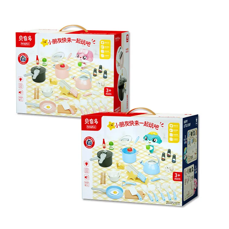 子供のためのシミュレーションキッチンのおもちゃ、シミュレーションアクセサリー、果物、野菜の調理おもちゃ、鍋、鍋、調理器具、ギフト