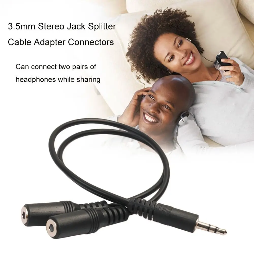 3.5mm Male To Dual Female Plug Jack Audio Stereo for Headset Earphone MP3 MP4 Mic Splitter Adapter Connector Extender Cable