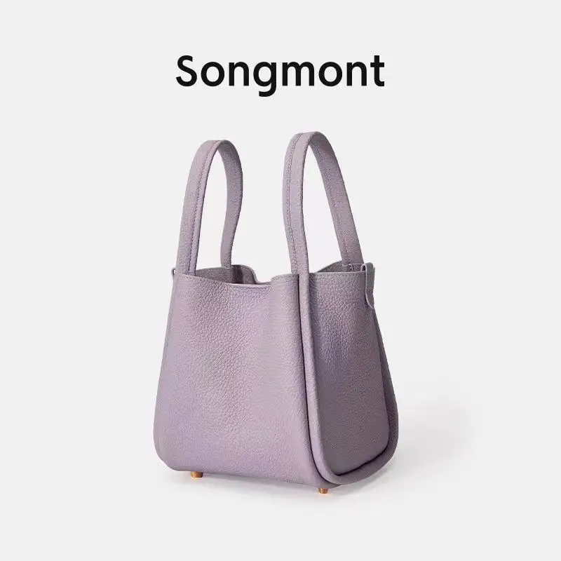 Songmont small and medium vegetable basket head layer cowhide leather designer model large capacity shoulder handbag
