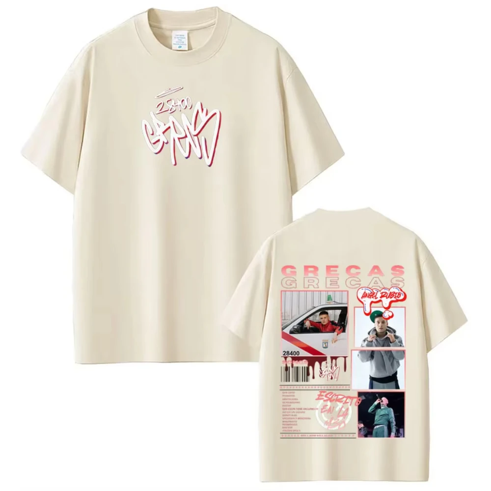 Rapper Grecas Tour 2026 Album-Print T-Shirt für Herren und Damen, Modisches Oversize-T-Shirt, Lässiges Kurzarm-Baumwoll-Shirt, Streetwear – Detail 8
