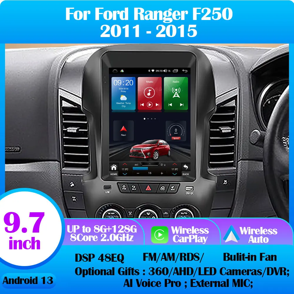 لفورد رينجر F250 2011-2015 9.7 "7862S QLED أندرويد 13 راديو السيارة تسلا نمط الوسائط المتعددة مشغل فيديو Carplay نظام تحديد المواقع نافي ستيريو