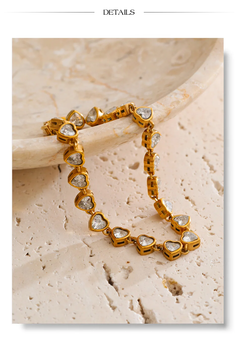 Yhpup Edelstahl-Armband mit Zirkonia-Herz und Liebeskette, hochwertiger, trendiger Fantasy-Handgelenkschmuck – Detail 8