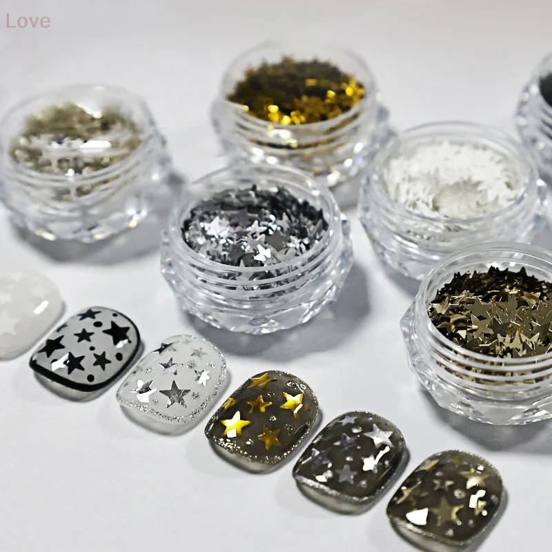 [L & P] 1 صندوق الخماسية نجمة مسمار مزيج الترتر فلاش مسمار مشرقة مرآة الدقيق الديكور مسمار الفن لتقوم بها بنفسك مسمار الفن عشاق