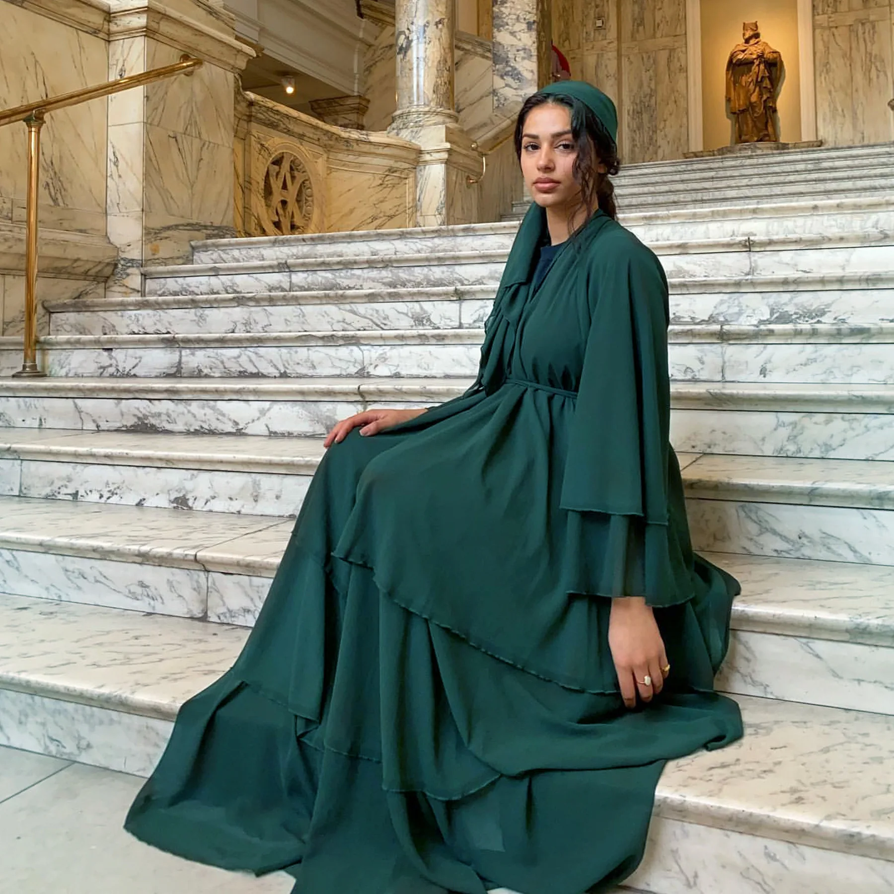 

Summer Modest Kaftan Hijab Dresses for Women Open Chiffon Kimono Abaya Dubai Luxury Muslim Islamic Kebaya Jalabiya Caftan Femme