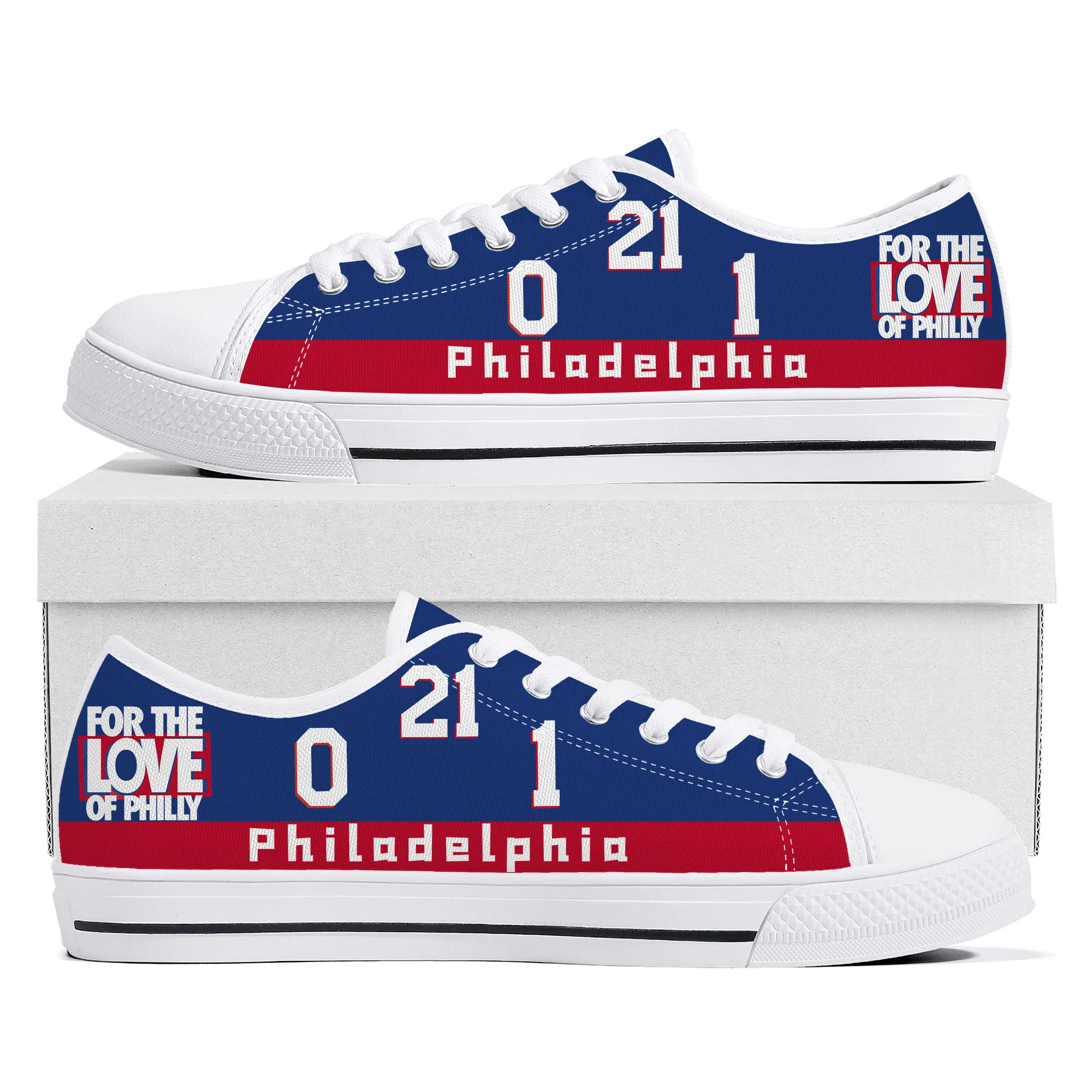 Philadelphia Number 21 1 0 For the Love of Philly Low Top Sneakers Mens Womens Teenager Canvas Sneaker Casual Custom Made Shoes