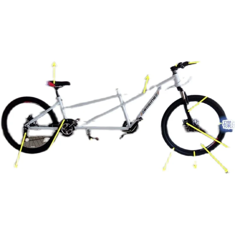 Double Cycling Three Riding Mountain Bike Double Disc Brake Variable Speed Two Riding Couple Bike