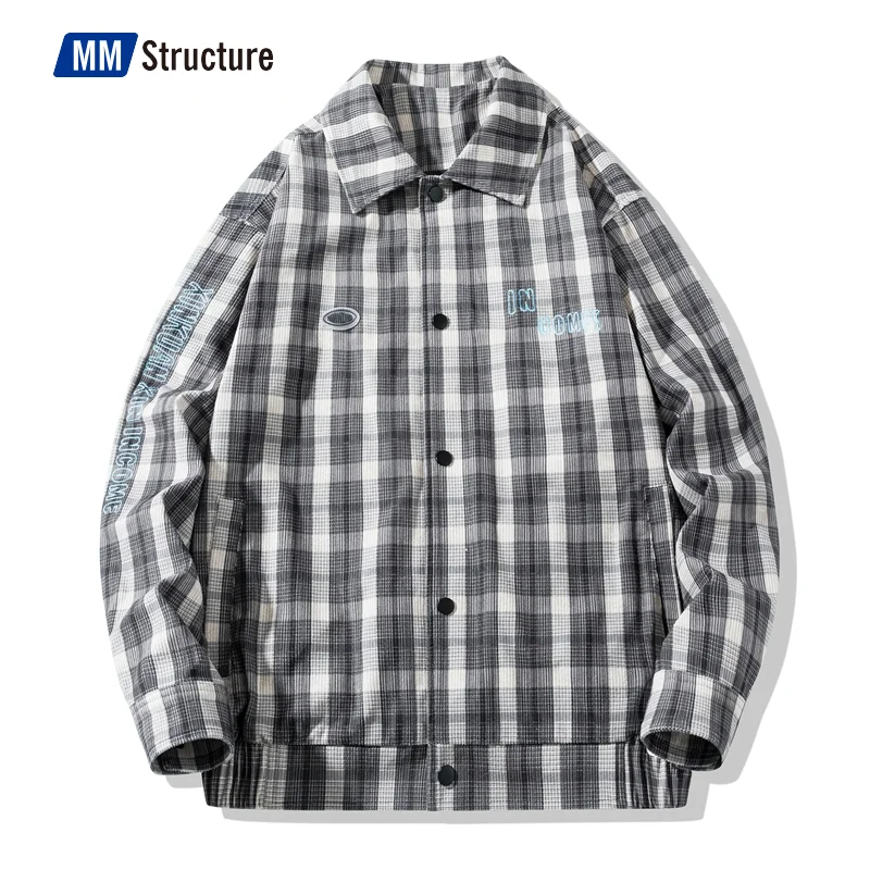 Men's Shirt Student Trendy Fashion Jacket Men's Button Down Regular Fit Long Sleeve Check L Casual Shirt