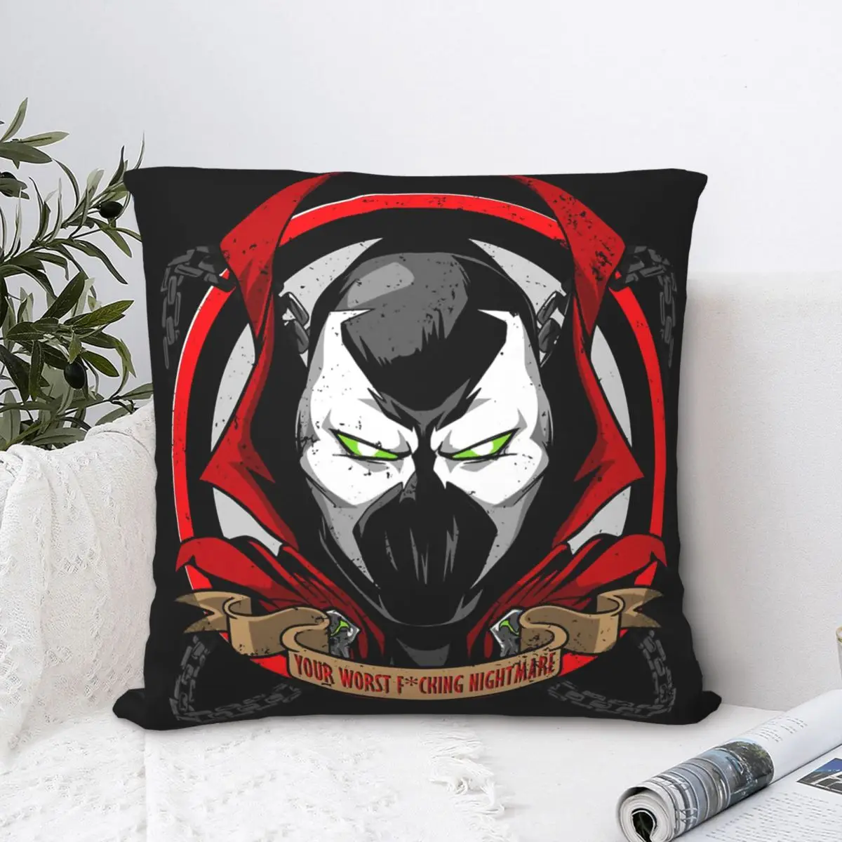 Night Mare Throw Pillow Case Spawn Angela Dark Comic Backpack Coussin Covers DIY Printed Fashion For Chair Decor