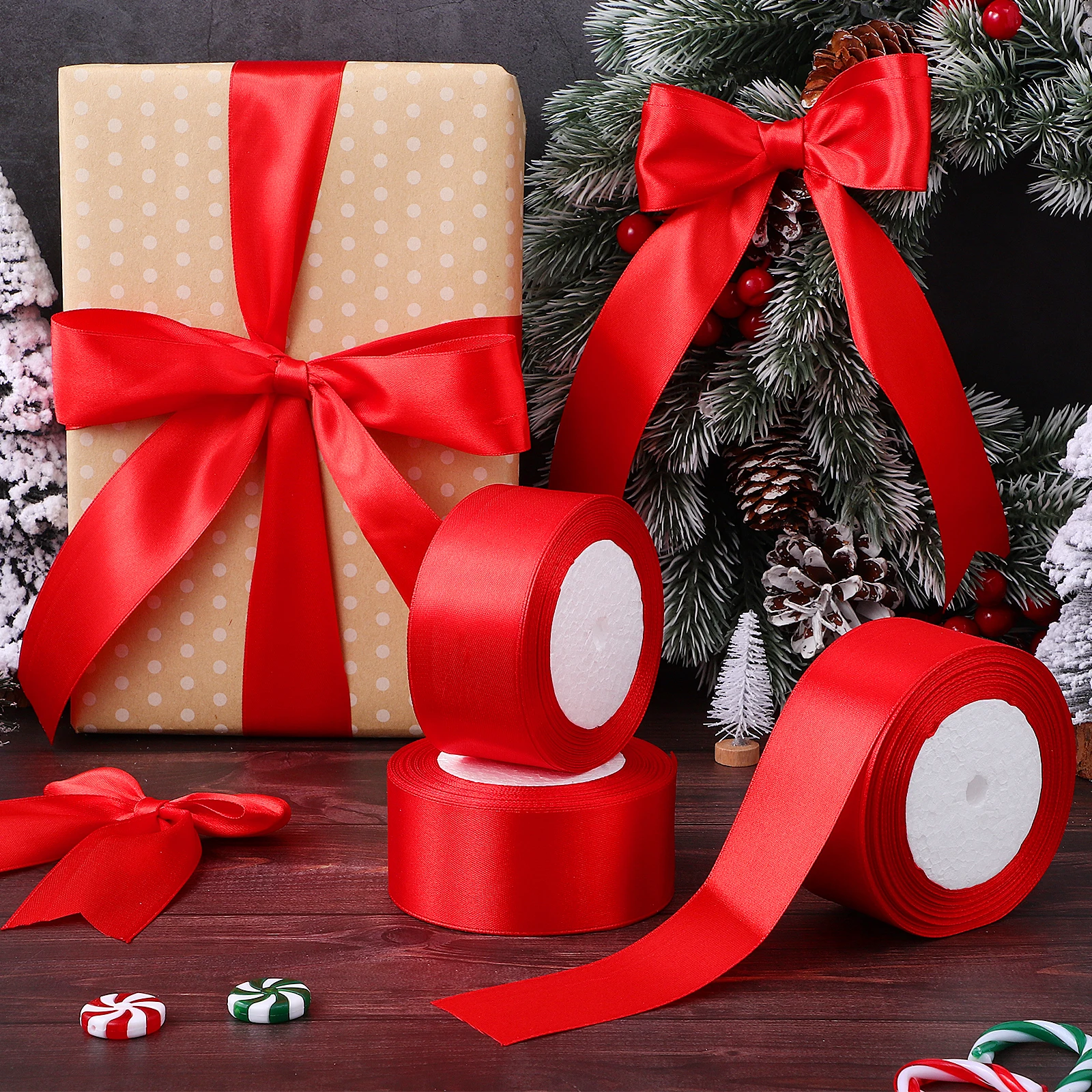 

3 Rolls 2.5Cm Wide Soft Cloth Gift Wrap For Present Packaging Decorative Ribbon Wrapping Ribbon Ribbons For Crafts Gift