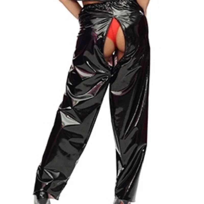 

Multicolor Adult Giant Baby Sexy Black Thin PVC Pants Feminine Crotch Zipper Can Open Queen Pants Customization