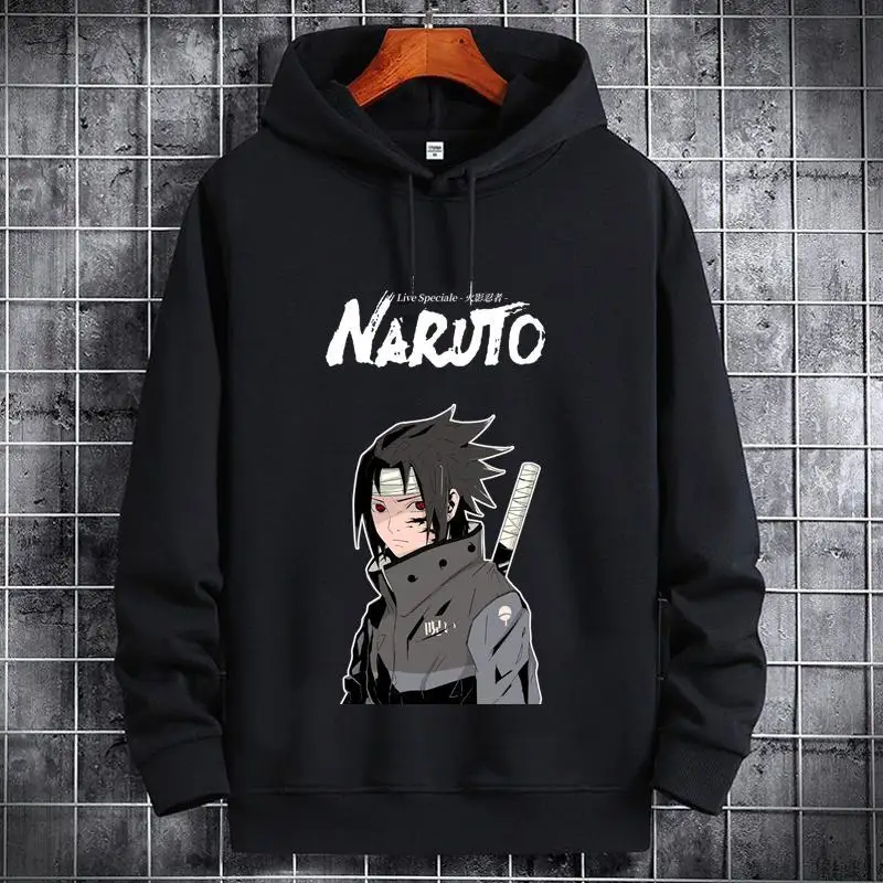 

Naruto 2025 Fashion New Spring and Autumn Thin Male Student Black Hooded Print Trend Loose Casual Versatile Long-sleeved Sweater