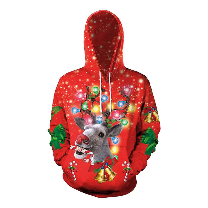 3D Print Ugly Muscle Graphic Christmas Hoodie For Men Funny Cat Christmas Carnival Masquerade Tracksuit Mens Pullover Sweatshirt