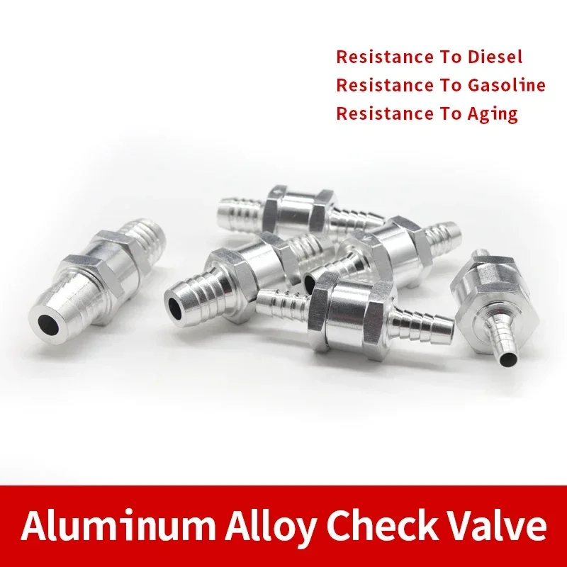 1/5Pcs One Way Check Valves  6mm 8mm 10mm 12mm 14mm 16mm Aluminium Alloy Fuel Non Return Check Valve One Way Fit Carburettor