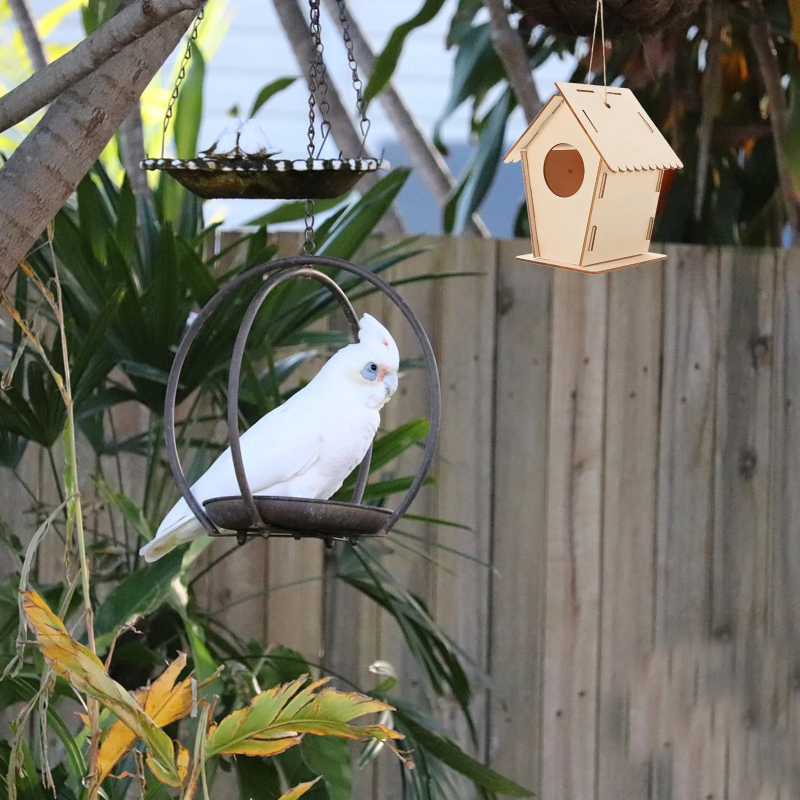 Kit de maison à oiseaux en bois pour enfants, 6 pièces, Mini maisons à oiseaux à peindre, artisanat inachevé avec ficelle suspendue, assemblage pré-percé