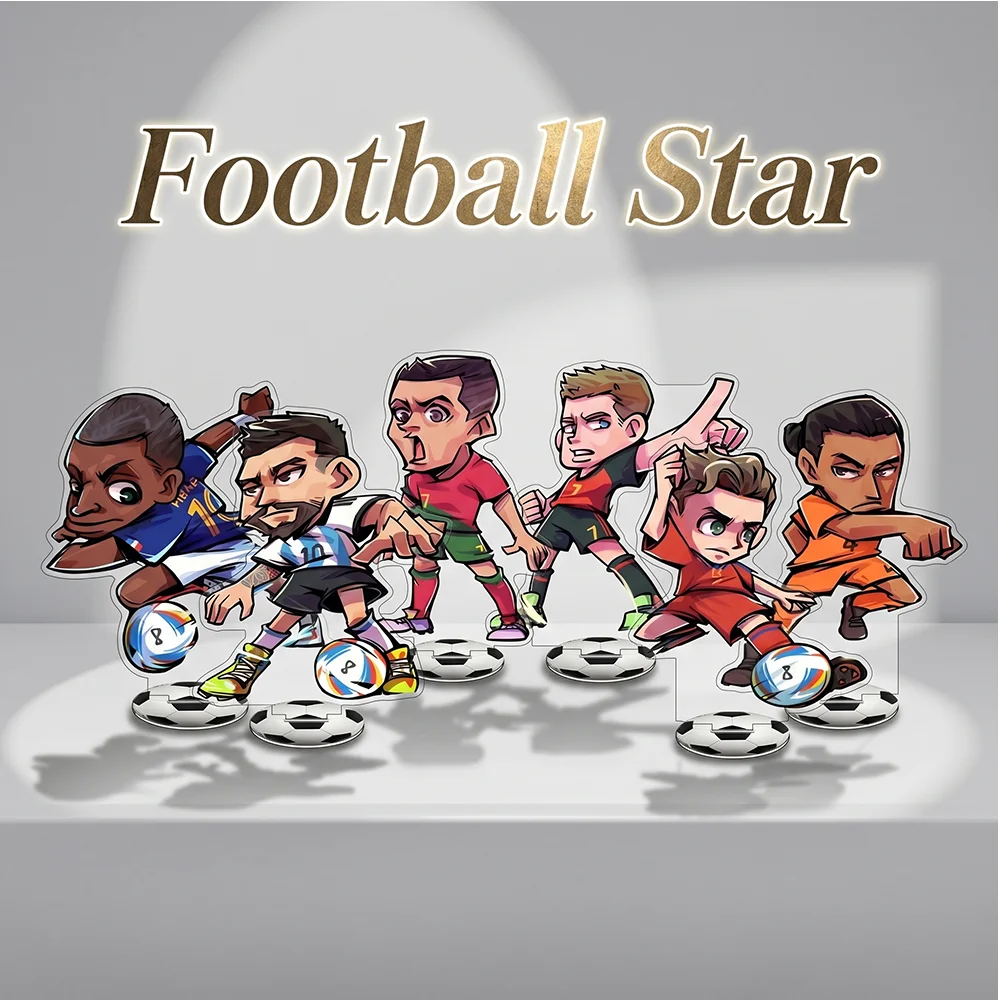 Chaveiro de Acrílico Dupla Face de 10CM com Estrelas do Futebol, Novo Suporte de Anime 2026, Presente para Jogadores de Futebol: C. Ronaldo, Messi, Zidane, Mbappé